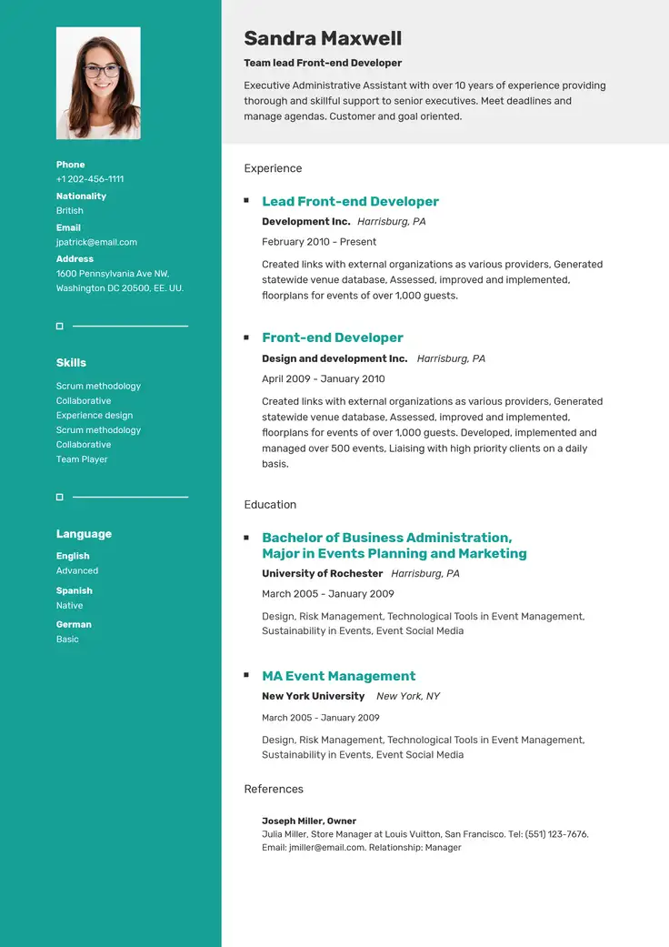 CV template Montevideo
