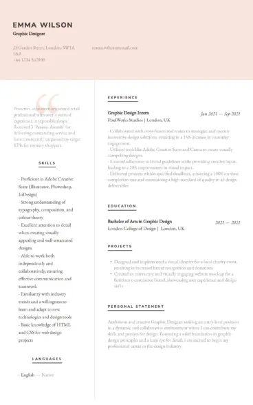 graphic designer CV example